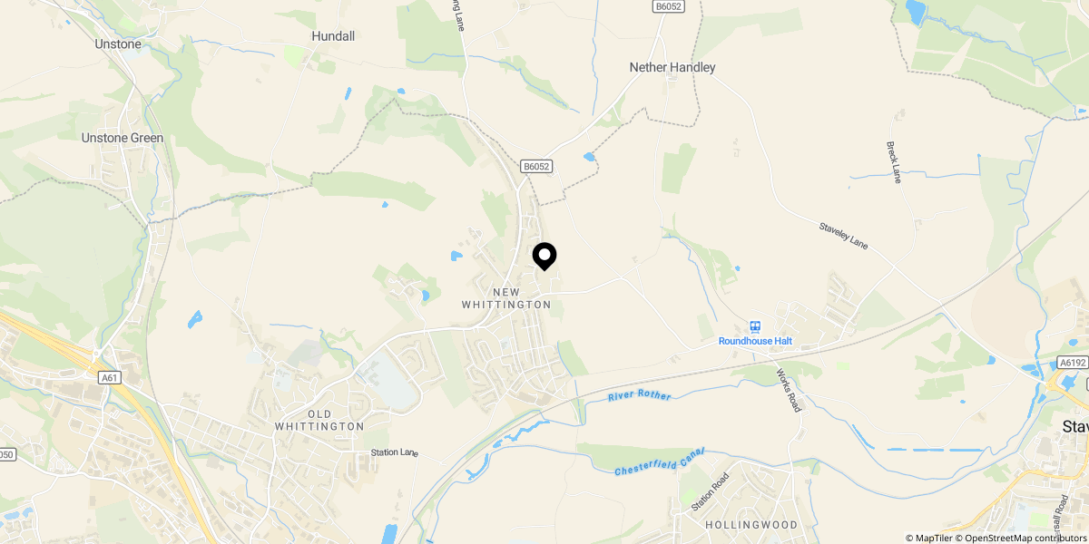 Approximate location of Craggon Drive, New Whittington, Chesterfield, S43 2QA