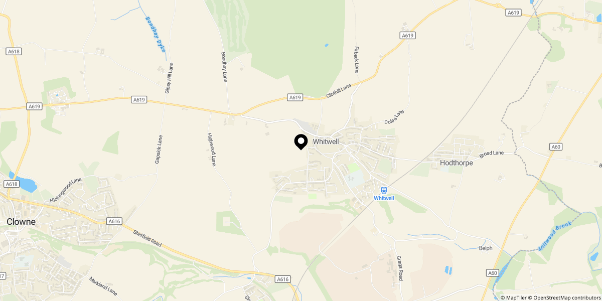 Approximate location of Portland Street, Worksop, S80 4RH